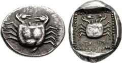DYNASTS of LYCIA. Amartite. Circa 480 BC. AR Stater (10.63 g, 3h). Crab / "AMIARTITA" in Lycian, crab; all within incuse square. Falghera 57 var. (same obv. die; different magistrate); Babelon, Perses