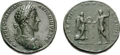 COMMODUS. 177-192 AD. Æ Medallion (38mm, 52.02 g, 12h). Struck 182-183 AD. M • AVREL • COMMODVS ANTONINVS • AVG, laureate and cuirassed bust right, seen from behind / TR P VIII IMP V COS IIII P P, Com