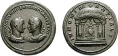 TREBONIANUS GALLUS, with VOLUSIAN. 251-253 AD. Æ Medallion (37mm, 56.28 g, 12h). IMP VOLVSIANVS AVG IMP GALLVS AVG, confronted laureate, draped, and cuirassed busts of Volusian, right, and Trebonianus