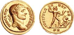 DIOCLETIAN. 284-305 AD. AV Aureus (5.62 g, 7h). Rome mint. Post-reform, struck 295 AD. DIOCLETI-ANVS P F AVG, laureate head right / IOVI FVLG-E-RAT-OR-I, Jupiter standing right, drapery extending from