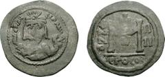 HERACLIUS. 610-641 AD. Æ Follis (11.45 g, 6h). Jerusalem mint. Dated IY 4 (630/1 AD). dN HERAC LS PP AVG, crowned facing bust, wearing consular robes and holding mappa and eagle-tipped sceptre; crown 