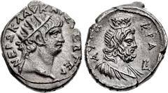 The Staffieri Collection EGYPT, Alexandria. Nero. AD 54-68. BI Tetradrachm (25mm, 13.26 g, 12h). Dated RY 10 (AD 63/64). NEPΩ KΛAV KAIΣ ΣEB ΓEP, radiate head right / AY[T]O KPA, draped bust of Serapis
