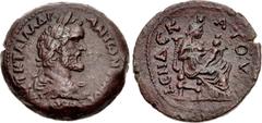 The Staffieri Collection EGYPT, Alexandria. Antoninus Pius. AD 138-161. Æ Drachm (33mm, 24.06 g, 12h). Dated RY 11 (AD 147/148). AYT K T AIΛ A∆P ANTωNЄINOC CЄB ЄYC, laureate, draped, and cuirassed bus