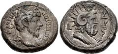The Staffieri Collection EGYPT, Alexandria. Marcus Aurelius. AD 161-180. BI Tetradrachm (24mm, 13.60 g, 12h). Dated RY 4 (AD 163/164). Μ AVΡΗΛ ΑΝΤΩΝΙΝΟC CЄ, laureate bust right, wearing aegis / Radiat