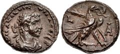 The Staffieri Collection EGYPT, Alexandria. Quintillus. AD 270. Potin Tetradrachm (21mm, 9.62 g, 1h). Dated RY 1 (AD 270). A K M A KΛ KVINTIΛΛOC CЄB, laureate, draped, and cuirassed bust right / Eagle