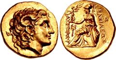 Greek KINGS of THRACE, Macedonian. Lysimachos. 305-281 BC. AV Stater (19mm, 8.57 g, 8h). Amphipolis mint. Struck 288/7-282/1 BC. Diademed head of the deified Alexander right, with horn of Ammon / BAΣI