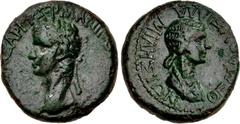 Roman Imperial Gaius (Caligula), with Diva Drusilla. AD 37-41. Æ (19mm, 6.18 g, 12h). Miletos (Ionia) mint. Struck AD 38-41. [ΓAIOΣ KAI]ΣAP ΓEPMANIKO[Σ ΣEBAΣTOΣ], laureate head of Caligula left / MIΛH