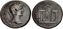Roman Imperial Caracalla. AD 198-217. Æ (28mm, 14.69 g, 6h). Zela (Pontus) mint. Dated CY 142 (AD 205/6). AY KAI M AYP-H A[NTωNINOC], laureate head right / ZHΛI-TωN TOV [ΠONT], tetrastyle temple with 
