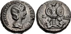 Roman Imperial Julia Mamaea. Augusta, AD 222-235. BI Tetradrachm (23mm, 13.71 g, 12h). Alexandria mint. Dated RY 14 of Severus Alexander (AD 234/5). IOV MAMAIA CЄB MHTЄ CЄB K CTPA, draped bust right, 