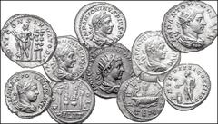 Roman Imperial Collection of Imperial silver of Elagabalus. AD 218-222. AR Antoniniani and Denarii. Includes the following: 8 Antoniniani and 70 Denarii. Various types. Mostly Rome mint. Seventy-eight