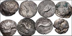 Large Lots GREEK. Asia Minor. Lot of One hundred thirty-eight (138) Commagenian imitation drachms. Includes: A collection of 138 drachms imitating Antioch issues of Seleukid king Demetrios I, with typ