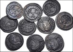 Large Lots ROMAN. Imperial. Lot of ten (10) Julian II. AD 360-363. AR Siliqua. Lugdunum (Lyon) mint. All coins: Bust right // VOTIS/ X/ MVLT/ XX within wreath. Mostly VF, some better. Deeply toned and