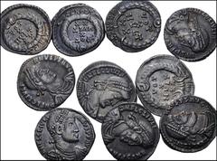 Large Lots ROMAN. Imperial. Lot of ten (10) Julian II. AD 360-363. AR Siliqua. Arelate (Arles) mint. All coins:Bearded bust right // VOT/ X/ MVLT/ XX within wreath. Mostly VF, some better. Deeply tone