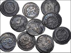 Large Lots ROMAN. Imperial. Lot of ten (10) Julian II. AD 360-363. AR Siliqua. Arelate (Arles) mint. All coins:Bearded bust right // VOT/ X/ MVLT/ XX within wreath. Mostly VF, some better. Deeply tone