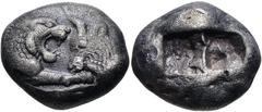 Greek KINGS of LYDIA. Kroisos. Circa 564/53-550/39 BC. AR Stater (19mm, 10.40 g). Sardes mint. Confronted foreparts of lion and bull / Two incuse squares. Berk 19; Traité I 407–8; SNG von Aulock 2873–