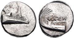 Greek LYCIA, Phaselis. 4th century BC. AR Stater (20mm, 10.34 g, 1h). Prow of galley right / Stern of galley left; ΦAΣH above. Heipp-Tamer Series 6, unlisted variety; CNG E-411, lot 174; CNG E-405, lo