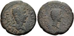 Roman Provincial CARIA, Antiochia ad Maeandrum. Augustus, with Tiberius as Caesar. 27 BC-AD 14. Æ (18mm, 4.36 g, 11h). Xerxes, Eugenetor, and Apollodotos, magistrates. Struck AD 4-14. Laureate head of