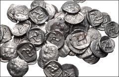 Large Lots GREEK. Asia Minor. Lot of fifty (50) Mithrapata AR Diobols. All coins: DYNASTS of LYCIA, Mithrapata. Circa 390-370 BC. AR Diobol. Facing lion's scalp / Triskeles within incuse square; vario