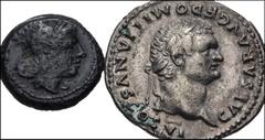 Large Lots ROMAN. Republican-Imperial. Lot of two (2) coins from the Archer M. Huntington Collection. Includes: Anonymous. Circa 235 BC. Æ Half Unit (12mm, 1.91 g, 6h). Rome mint. Helmeted head of Rom