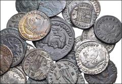 Large Lots ROMAN. Imperial. Lot of twenty-five (25) Æ coins. Includes: Folles of: Maximianus // Maximianus, as Senior Augustus // Constantius I, as Caesar // Licinius I (8) // Constantine I (7) // Con