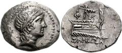 LYCIA, Phaselis. Circa 167-130 BC. AR Stater (28mm, 10.69 g, 2h). Laureate head of Apollo right / Athena Promachos standing right on prow of galley; ZHNIΩN in exergue. Heipp-Tamer 362 (V18/R36); BMC 1