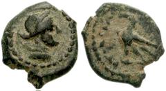 PTOLEMAIC KINGS of EGYPT. Arsinoe III, wife of Ptolemy IV. 220-204 BC. Æ Chalkon (10mm, 0.92 g). Paphos mint. Diademed idealized head right / Eagle standing left on thunderbolt. Svoronos 1161; Weiser 
