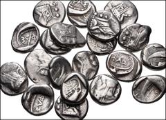GREEK. Asia Minor. Lot of twenty (20) AR Tetrobols of Phaselis in Lycia. All coins: Circa 500-440 BC. AR Tetrobol. Prow of galley / Stern of galley. Fine to VF. LOT SOLD AS IS, NO RETURNS. Twenty (20)