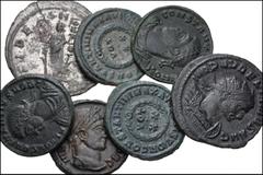 ROMAN. Imperial. Lot of seven (7) bronze coins from Aurelian to Constantius II. Includes: Aurelian. Antoninianus (1) // Probus. Antoninianus (1) // Constantine I. Follis (2) // Crispus. Follis (1) // 