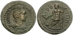 CILICIA, Lyrbe. Salonina. Wife of Gallienus. Æ 11 Assaria (32mm, 16.61 g, 12h). Diademed and draped bust right / Zeus seated left, eagle at feet, holding sceptre and thunderbolt. SNG Levante292 (this 