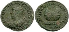 CILICIA, Mallus. Hostilian. 251 AD. Æ 29mm (10.90 g, 6h). Radiate, draped and cuirassed bust left / Prize crown with palms on tabula ansata marked SC. SNG Levante 1296 (this coin); SNG France -. VF, e
