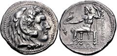 Greek KINGS of MACEDON. temp. Demetrios I Poliorketes – Antigonos II Gonatas. Circa 300-250 BC. AR Tetradrachm (30mm, 16.65 g, 7h). In the name of Alexander III. Uncertain mint in the Peloponnese. Hea