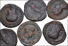 Large Lots ROMAN. Imperial. Lot of fourteen (14) Æ sestertii. Includes: Maximinus I Thrax // Gordian III (6 coins) // Philip I (6 coins) // Herennia Etruscilla. Average VF, mostly with patinas. LOT SO