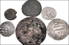 Large Lots ISLAMIC. Mixed. Lot of ten (10) AR and Æ. Includes: Mostly Central Asian issues. Lot includes Abbasid AR dirham and Æ fals (2 coins total) // Ghorid Æ jital // Amirs of Balkh Æ dirham // Kh