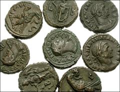 Egypt, Alexandria. Lot of eight late BI Tetradrachms. Aurelian (2) // Severina // Tacitus /// Probus (3) // Carinus. All different reverse varieties. Average VF or better.[Roman Imperial] MARCUS AUREL