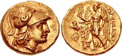 Greek KINGS of THRACE. Lysimachos. 305-281 BC. AV Stater (19mm, 8.51 g, 12h). In the types of Alexander III of Macedon. Sestos mint. Struck circa 299/8-297/6 BC. Head of Athena right, wearing necklace