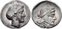 Greek CILICIA, Mallos. Tiribazos. Satrap of Lydia, 388-380 BC. AR Stater (20mm, 10.17 g, 12h). Struck circa 390/87-387/6 BC. Head of Aphrodite right / Head right, wearing satrapal headdress. Casabonne