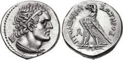 Greek PTOLEMAIC KINGS of EGYPT. Ptolemy VI Philometor. First sole reign, 180-170 BC. AR Tetradrachm (26mm, 13.91 g, 12h). Uncertain mint on Cyprus. Dated year 91 of an uncertain era (172/1 BC). Diadem