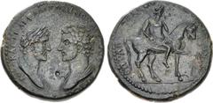 Roman Provincial CARIA, Stratonicaea. Antoninus Pius, with Marcus Aurelius as Caesar. AD 138-161. Æ (35mm, 30.60 g, 5h). Athenokles, magistrate. Laureate bust of Antoninus Pius right, vis-à-vis barehe