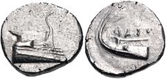 Greek LYCIA, Phaselis. 4th century BC. AR Stater (23mm, 10.48 g, 1h). Prow of galley right / Stern of galley left; ΦAΣH above. Heipp-Tamer Series 6, unlisted variety; CNG 102, lot 539; Triton XIX, lot
