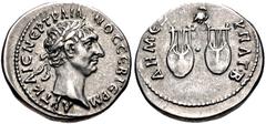 Roman Provincial LYCIA. Trajan. AD 98-117. AR Drachm (18mm, 3.43 g, 6h). Struck AD 98-99. Laureate head right / Owl standing right, head facing, on two lyres. BMC 11; SNG von Aulock 4267-8. EF.