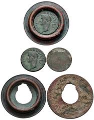 Roman Imperial Divus Augustus. Died AD 14. Æ Dupondius (with frame) (29mm, 7.90 g). Rome mint. Struck under Gaius (Caligula), AD 37-41. DIVVS AVGVSTVS, S C across field, radiate head of Augustus left 