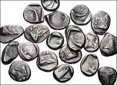 Large Lots GREEK. Asia Minor. Lot of twenty (20) AR Tetrobols of Phaselis in Lycia. All coins: Circa 500-440 BC. AR Tetrobol. Prow of galley / Stern of galley. Fine to VF. LOT SOLD AS IS, NO RETURNS. 
