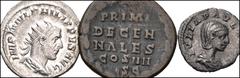 Large Lots ROMAN. Imperial. Lot of three (3) coins from Antoninus Pius to Philip I. Includes: ANTONINUS PIUS. Æ As. RIC III 853a var. (bust type) // JULIA PAULA. AR Denarius. RIC IV 222 (Elagabalus) /