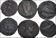 Large Lots ROMAN. Imperial. Lot of thirty-nine (39) late bronzes, 4th-5th centuries AD. Includes: Constantius II, Magnentius, Julian II, Jovian, Valentinian I, Valens, Procopius, Gratian, Valentinian 