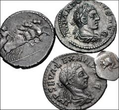 Large Lots MIXED. Greek–Roman Imperial. Lot of one (1) Kyzikos AR Hemiobol and three (3) AR denarii. Includes: MYSIA, Kyzikos. AR Hemiobol. SNG BN 375 // Republican. Anonymous. Circa 86 BC. AR Denariu