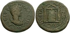 PAMPHYLIA, Perga. Tranquillina, wife of Gordian III. Augusta, AD 241-244. Æ 27mm (12.05 g). Diademed and draped bust right, resting on a crescent / ΠEΡΓAIAC AΡTEMIΔOC around, ACVΛOV in exergue, statue