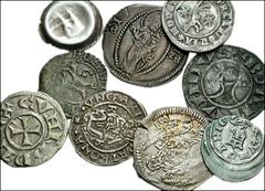 Lot of ten medieval AR. Italy, Genua. Denaro // Germany, Schweidnitz. Pfennig // Hungary. Koloman. obol // Bela IV. obol // 1564 Denar // Dalmatia, Ragusa. Grosso (2) // Slavonia. Martin V. Banovac //