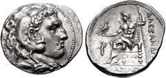 Greek KINGS of MACEDON. Demetrios I Poliorketes. 306-283 BC. AR Tetradrachm (28mm, 17.26 g, 9h). In the name and types of Alexander III. Corinth mint. Struck circa 304/3-290 BC. Head of Herakles right
