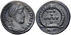 Roman Imperial Valentinian I. AD 364-375. AR Siliqua (17.5mm, 2.23 g, 12h). Rome mint, 3rd officina. Struck AD 364-367. Pearl-diademed, draped, and cuirassed bust right / VOT/ V/ MV•LT/ X in four line
