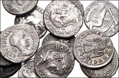 Large Lots ROMAN. Provincial. Lot of thirteen (13) AR/BI Tetradrachms. Nearly all Antioch mint issues. Nero to Herennia Etruscilla, with no duplication of rulers. Fine to VF, some roughness and porosi